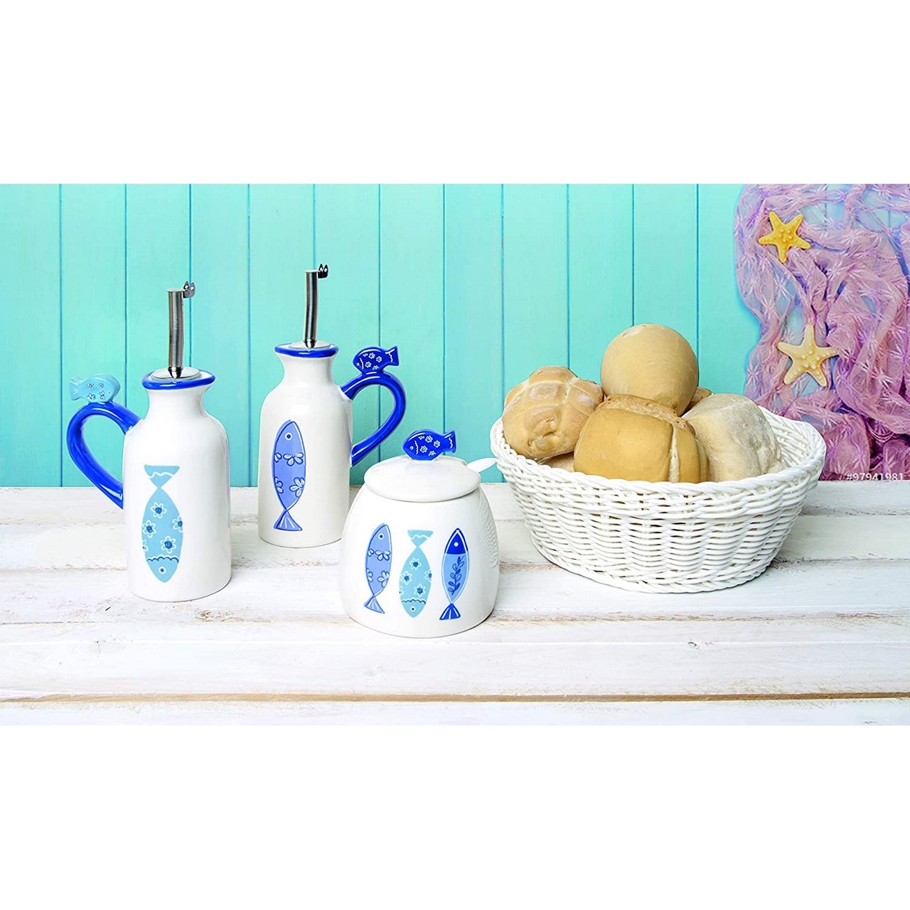 Acquista online Bol à fromage en céramique blanc bleu océan Excelsa